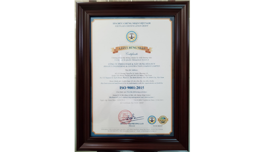 NHẬN CHỨNG CHỈ ISO 9001:2015